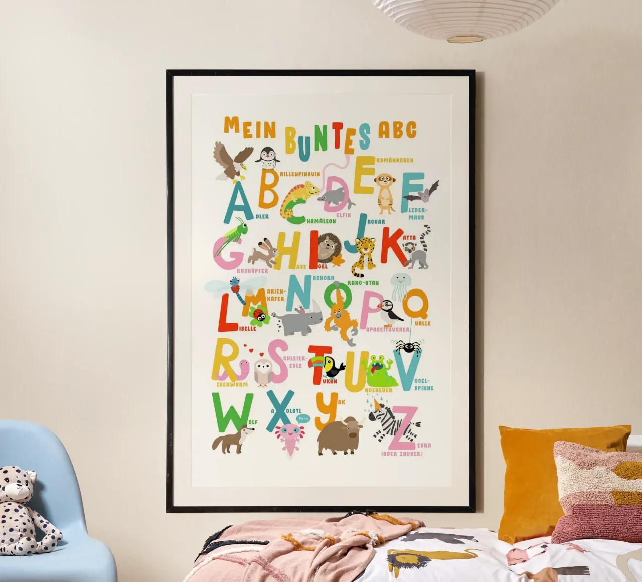 My Colourful ABC - Animal alphabet (German) poster with plastic frame by muench benjamin