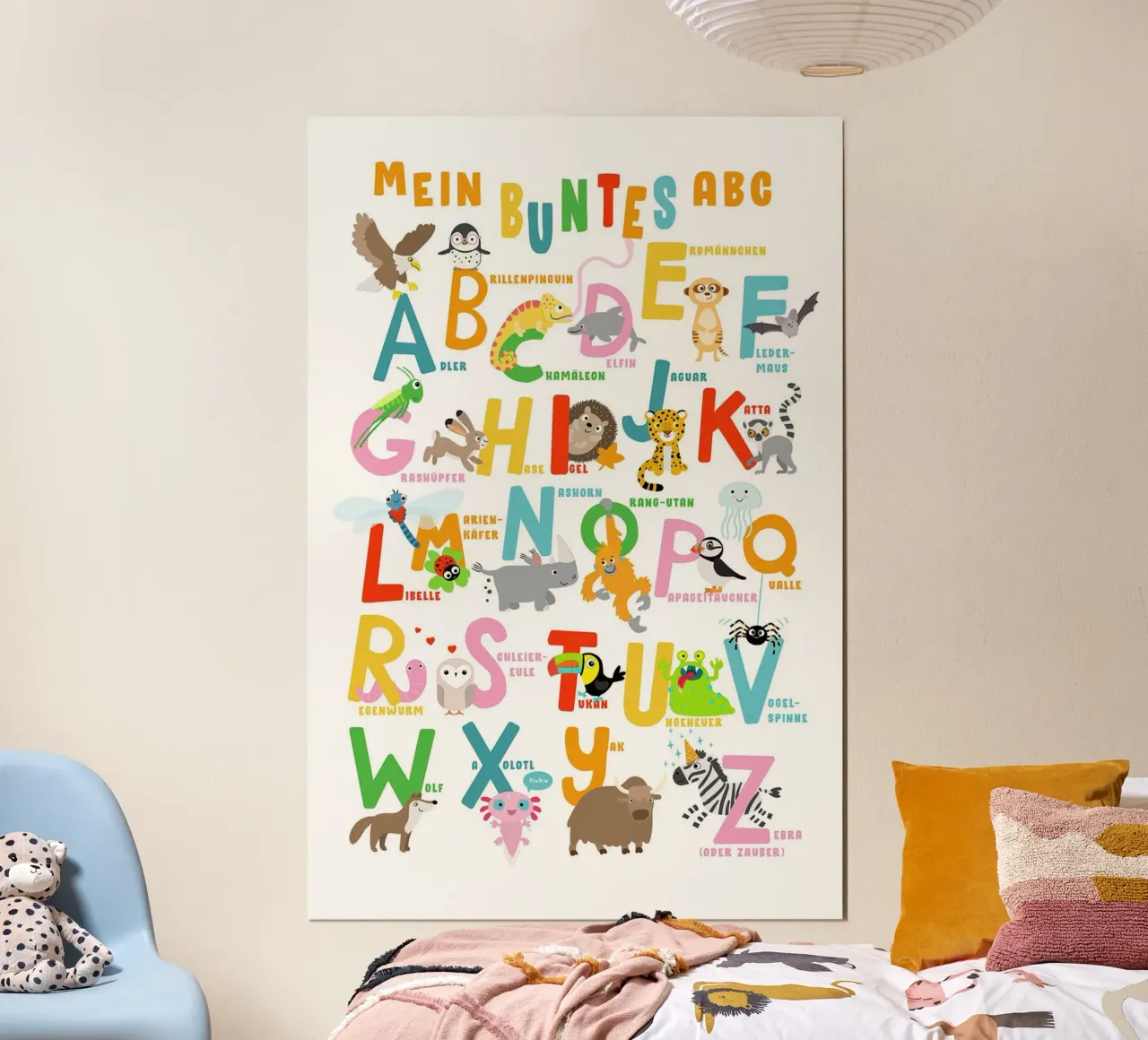My Colourful ABC - Animal alphabet (German) poster with plastic frame by muench benjamin