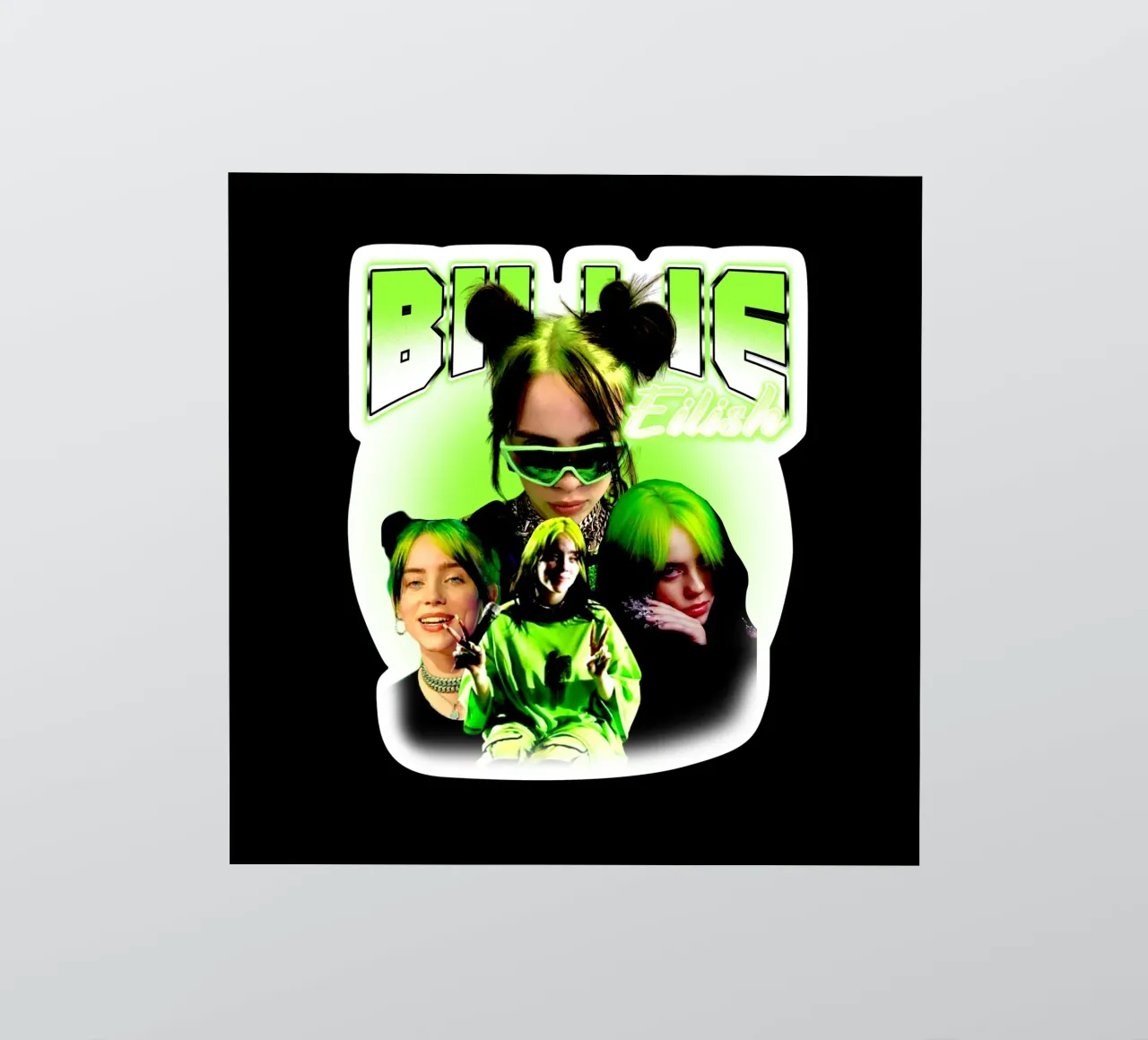 Vintage Bootleg V2 Billie Eilish pegatina de https://www.juniqe.com/uk/shop/Henndraws