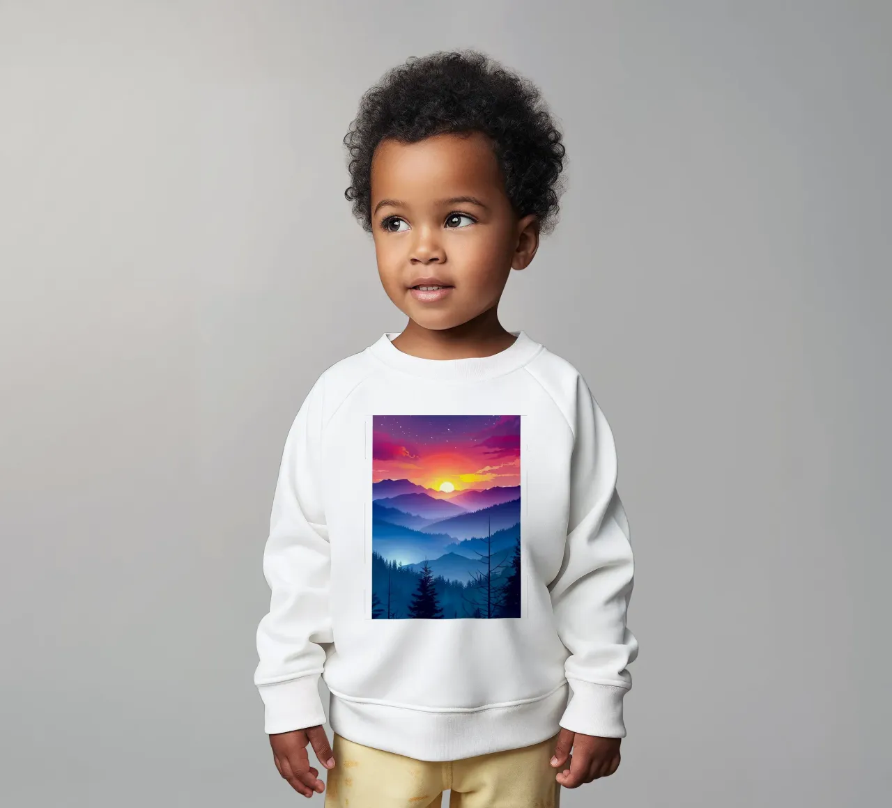 Levendige bergzonsondergang baby sweatshirt van luxi&lace