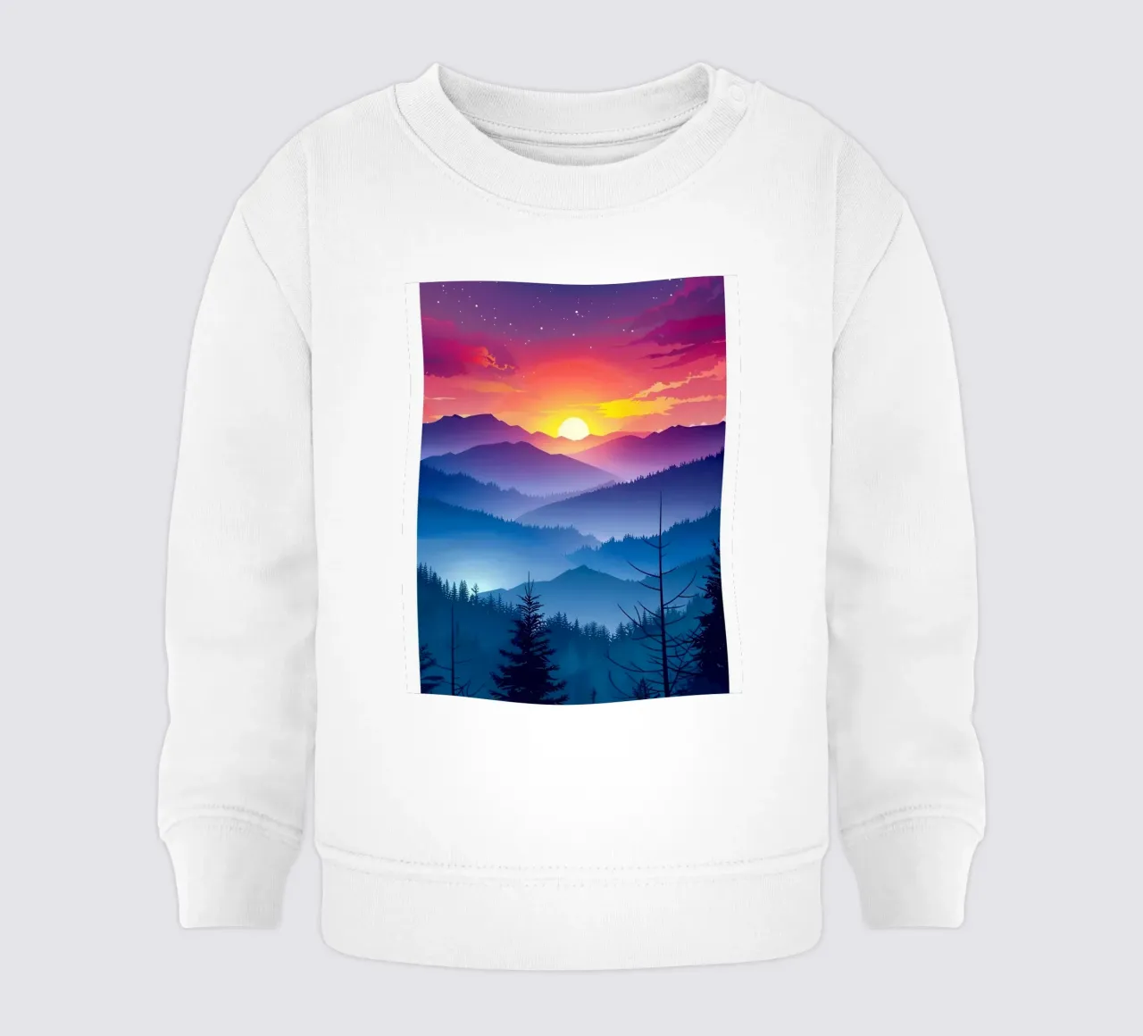 Levendige bergzonsondergang baby sweatshirt van luxi&lace