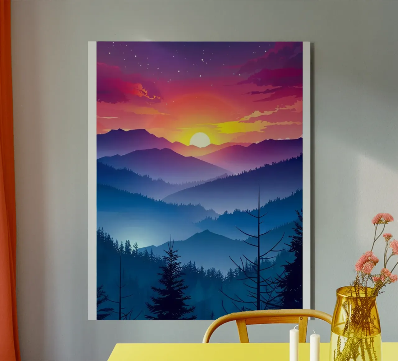Vibrant Mountain Sunset alu-dibond by luxi&lace