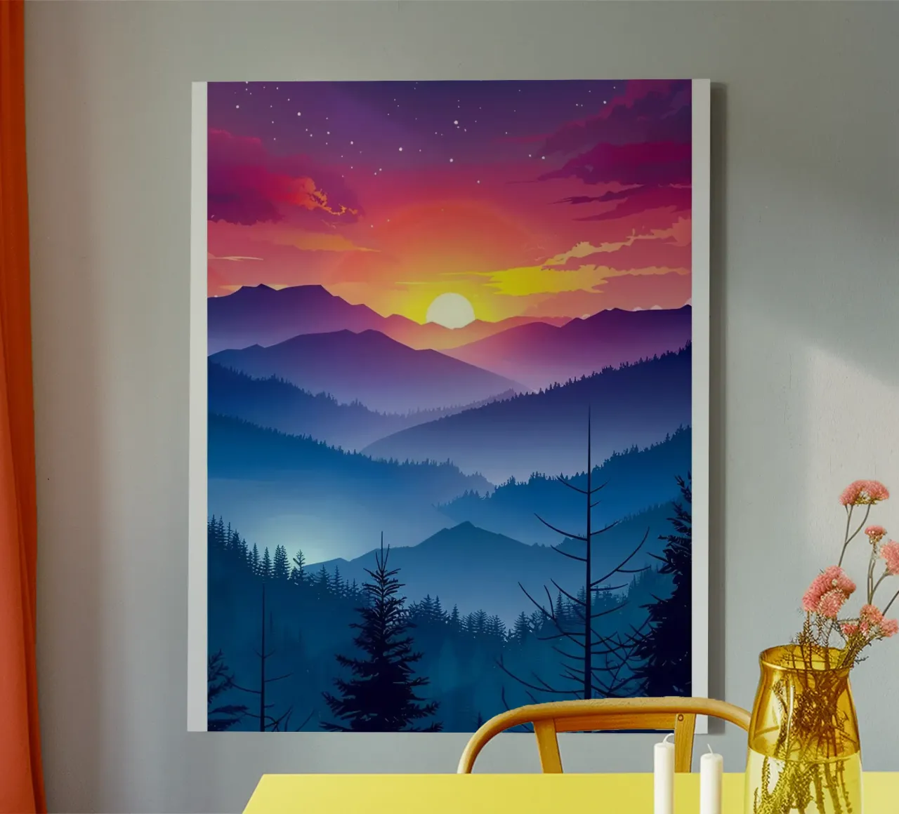 Vibrante tramonto in montagna tela con Cornice a cassetta da luxi&lace