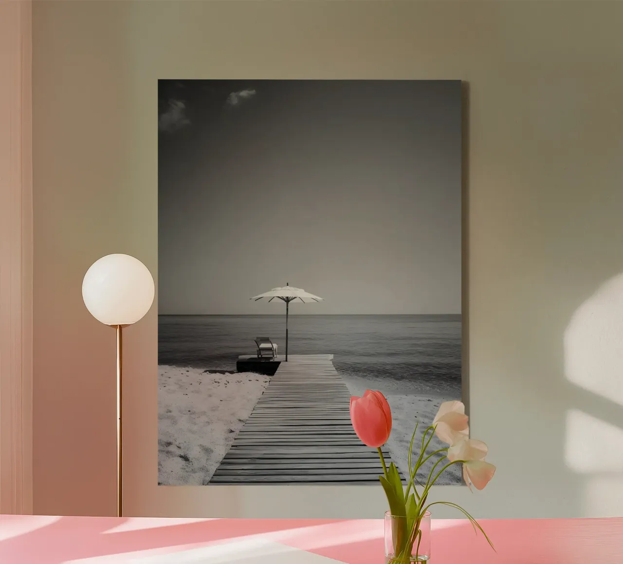 Mediterranean Beach canvas met Baklijst van Mononoir