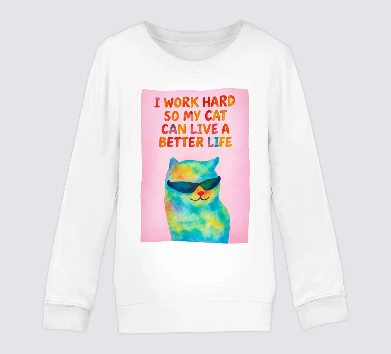 hart arbeiten, damit meine Katze ein besseres Leben führen kann Kinder Sweatshirt von Mirage