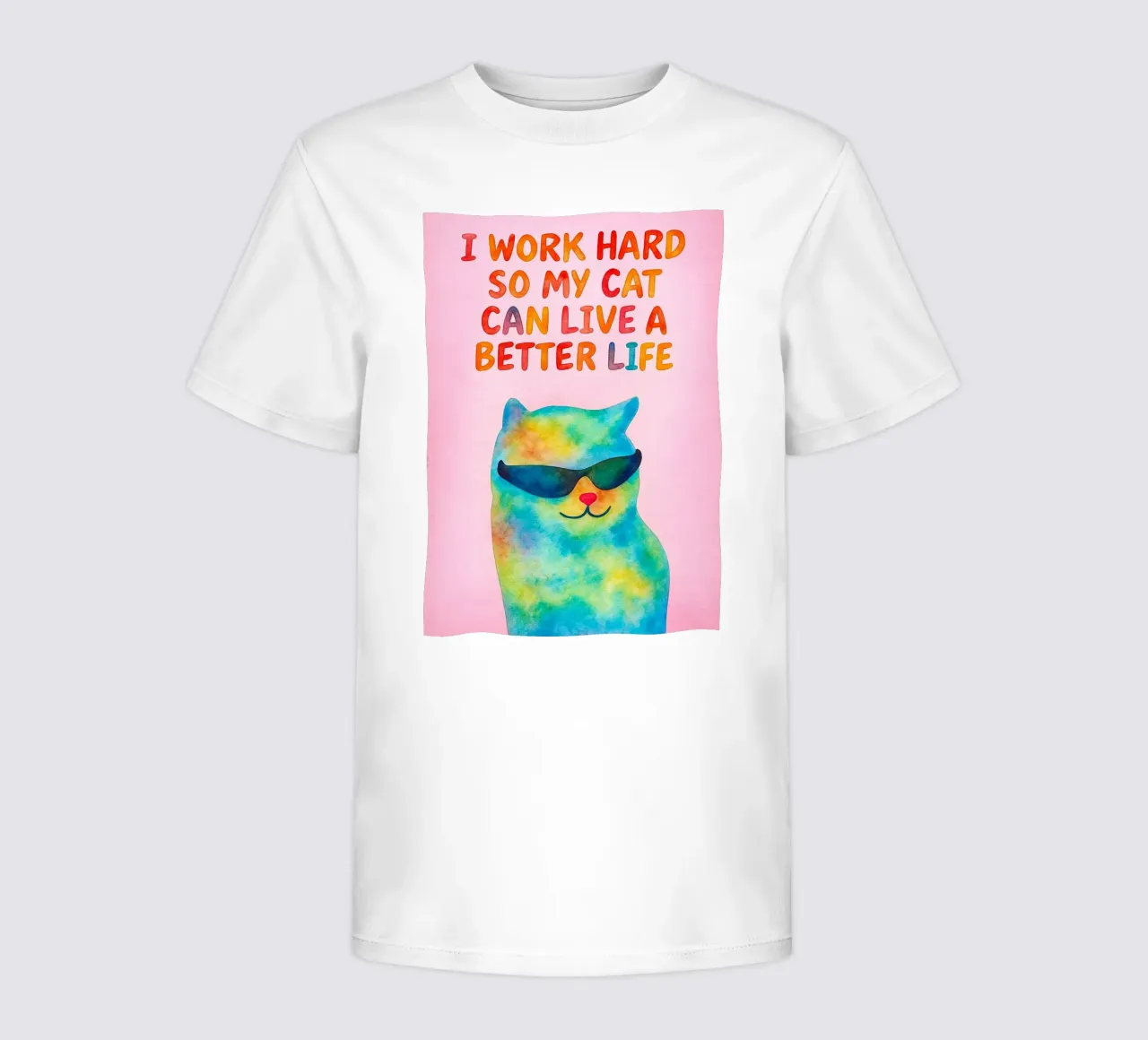 work hard so my cat can better life kids t-shirt by Mirage