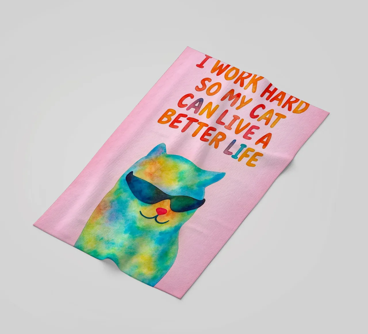 work hard so my cat can better life beach towel by Mirage