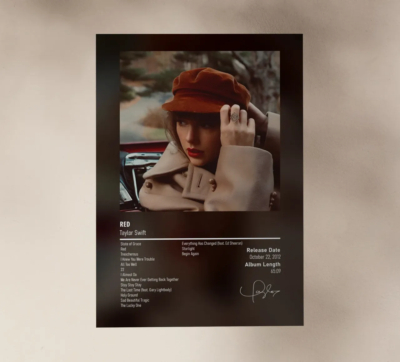 Red (2012) by Taylor Swift pellicola backlit da DGUnder