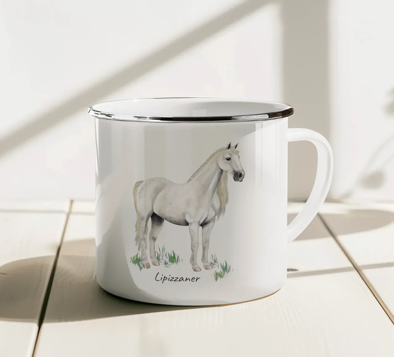 Lipizzaner tazza in smalto da Moonlit Illustrations