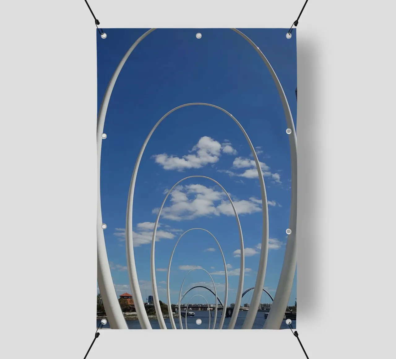 Sculpture Spanda à Elizabeth Quay à Perth bâche pvc de byrieneke