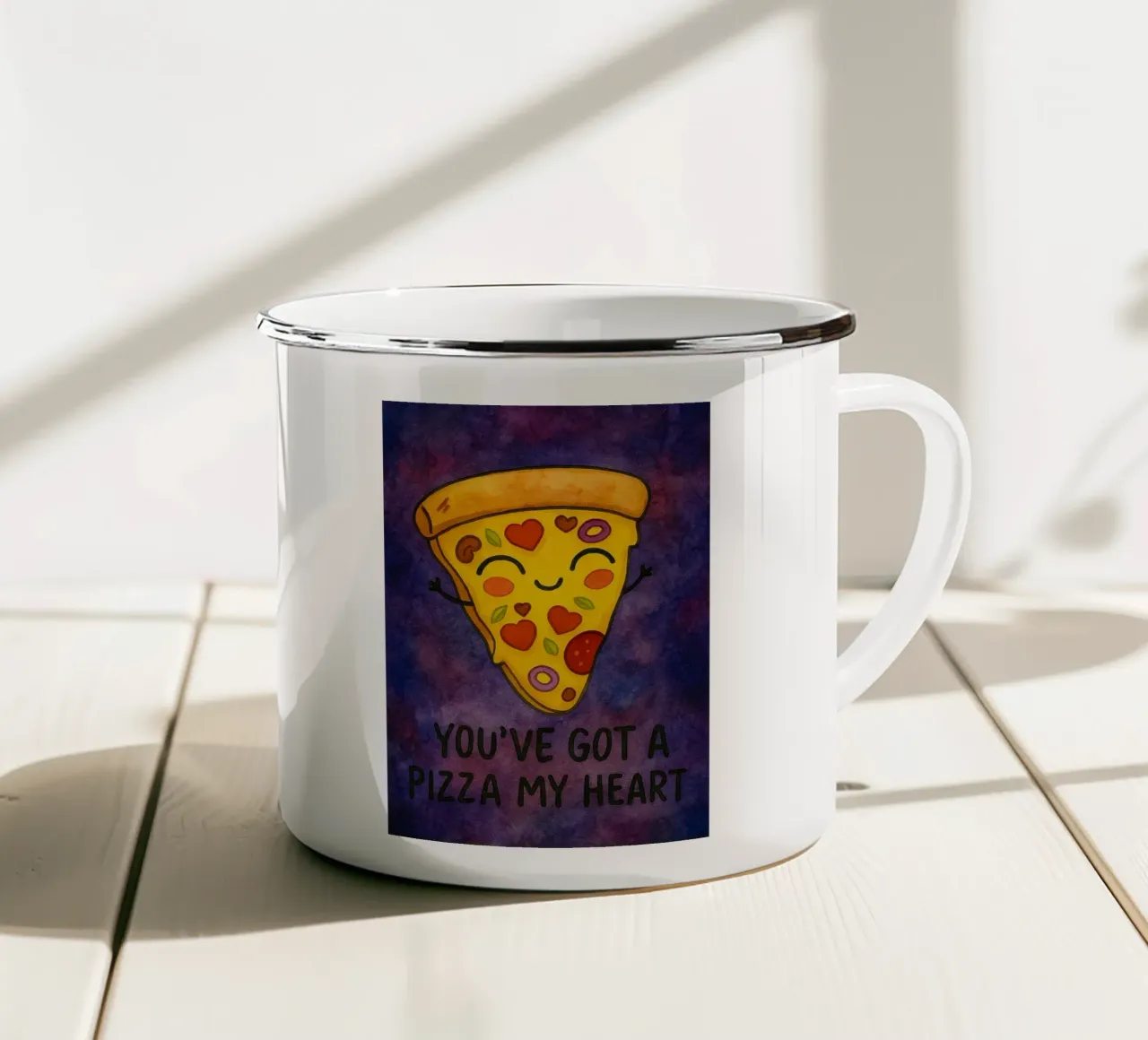 hai una pizza il mio cuore tazza in smalto da Mirage