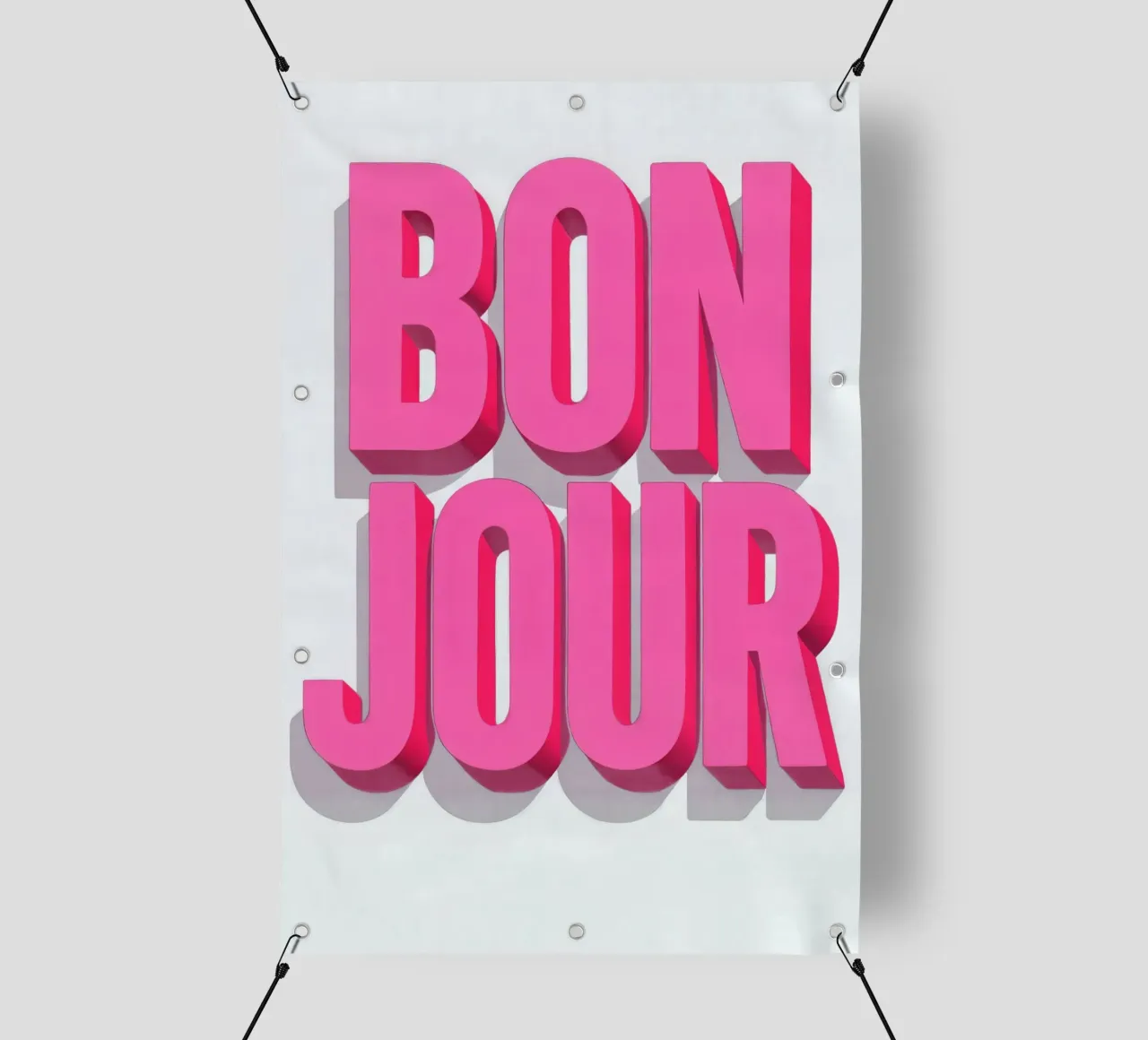 Typo Hello: Bonjour! telo in pvc da QuooodZ by MooodzArt