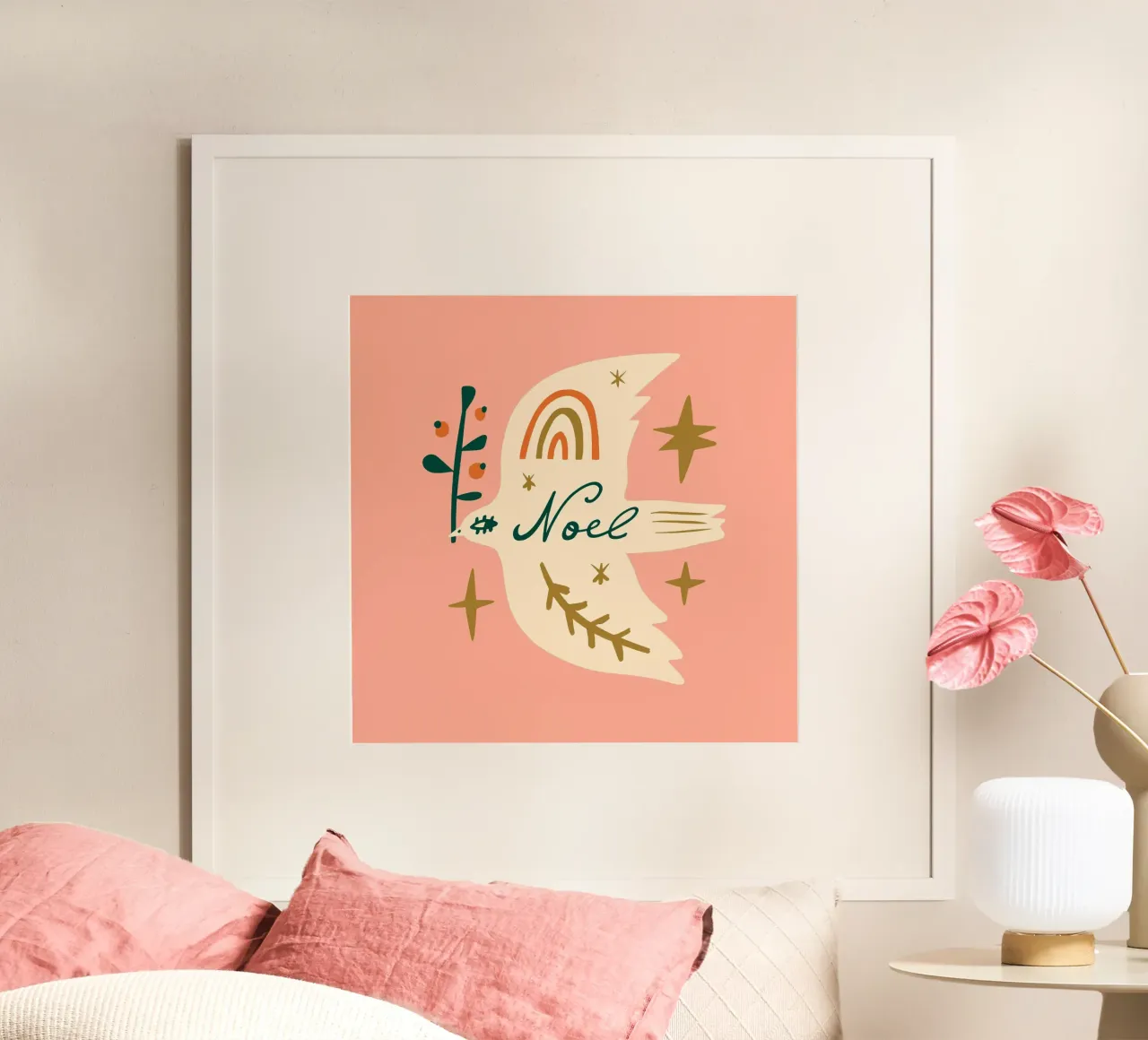 Happy Christmas No 04 poster con telaio in legno da treechild