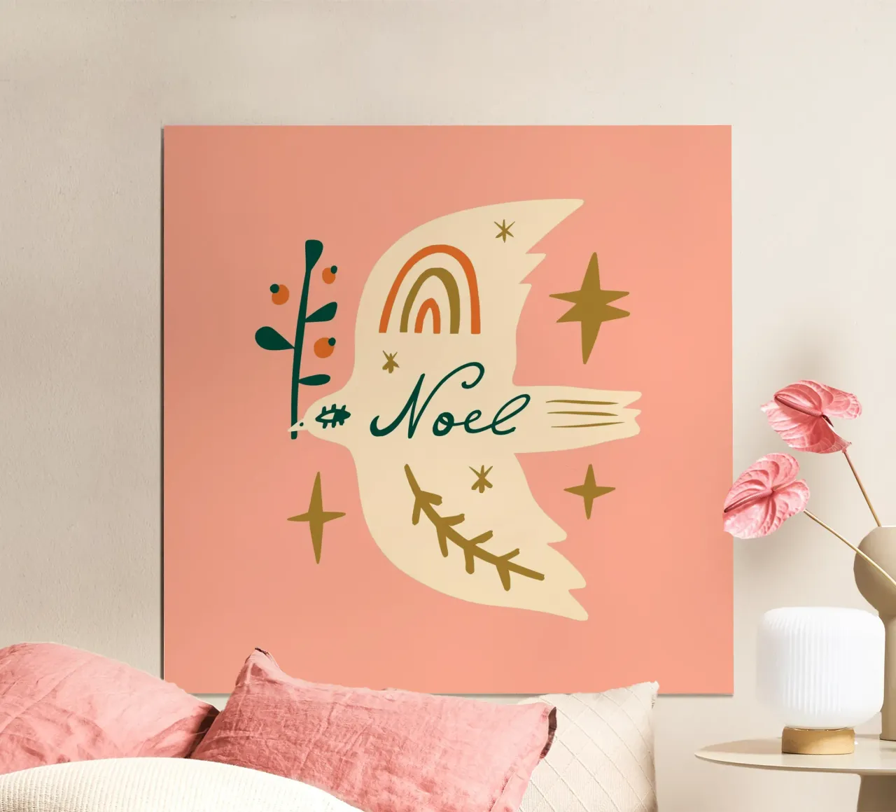 Happy Christmas No 04 poster con telaio in legno da treechild