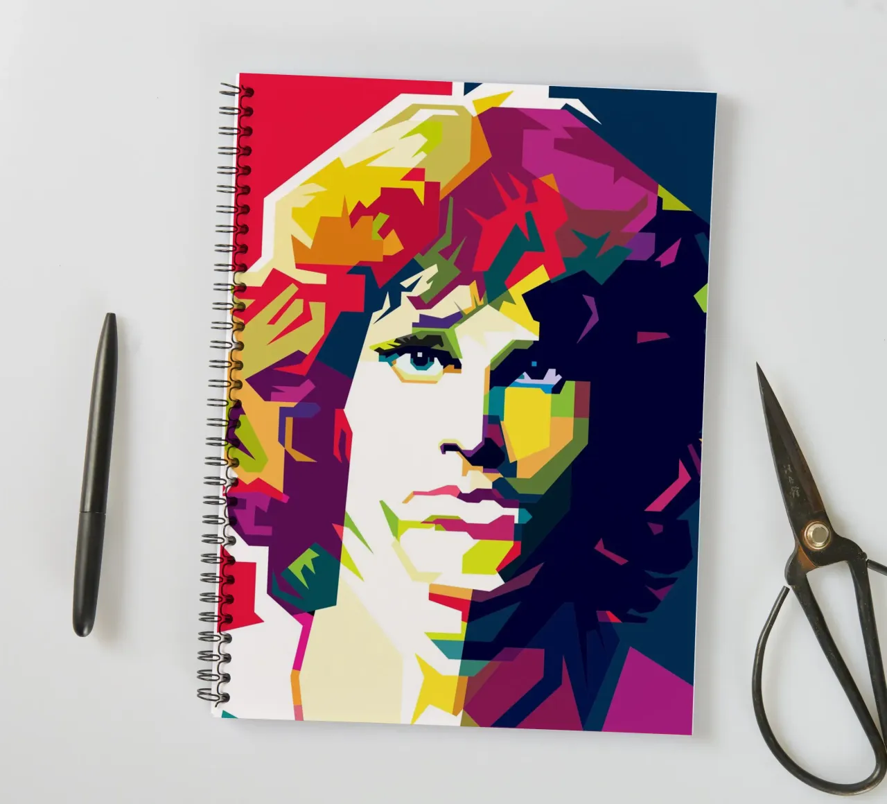Jim Morrison British Rock And Roll Art WPAP spiral notebook by Artkreator