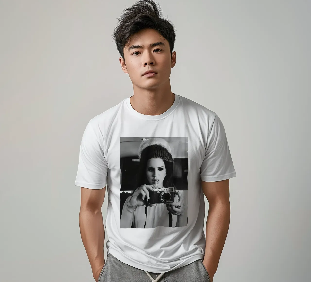 Stile fresco di fumo Lana Del Rey in bianco e nero t-shirt da licongeilish