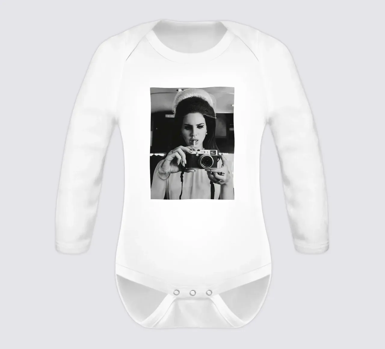 Cool Style Smoking Lana Del Rey Black And White long-sleeve baby romper by licongeilish