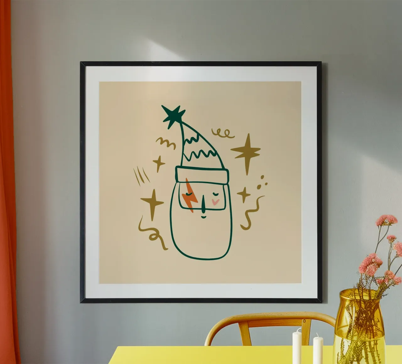 Happy Christmas No 08 poster con telaio in legno da treechild