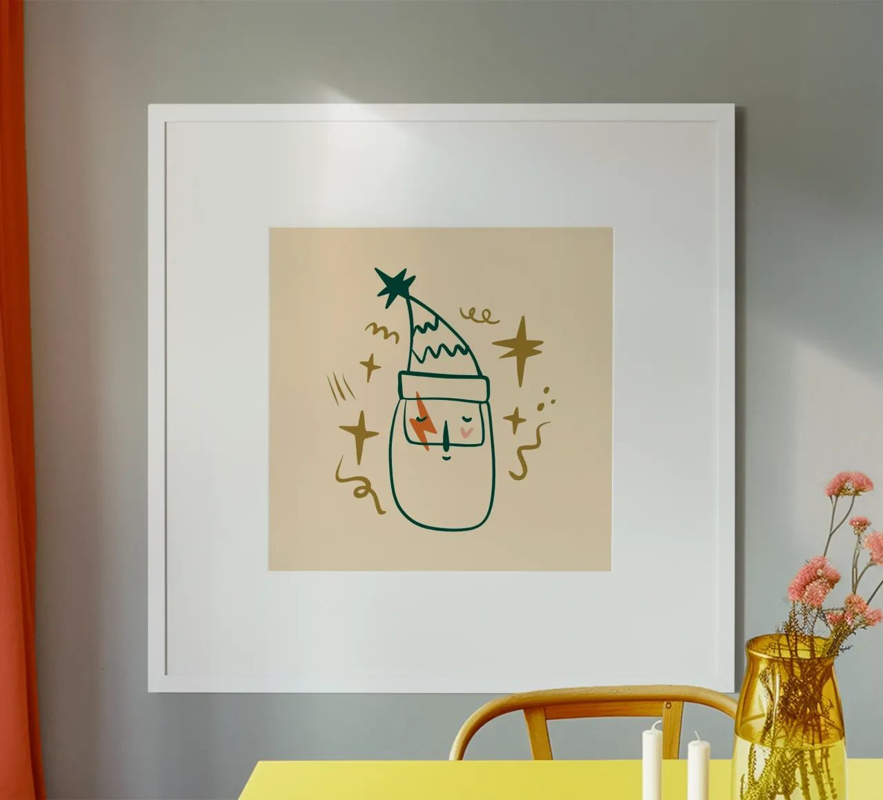 Happy Christmas No 08 poster con telaio in legno da treechild