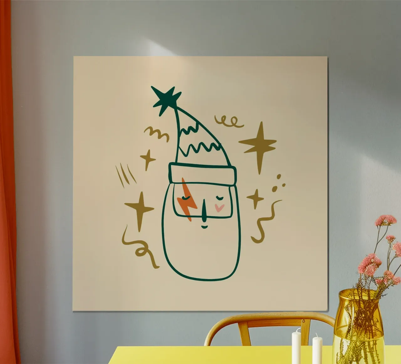 Happy Christmas No 08 poster con telaio in legno da treechild