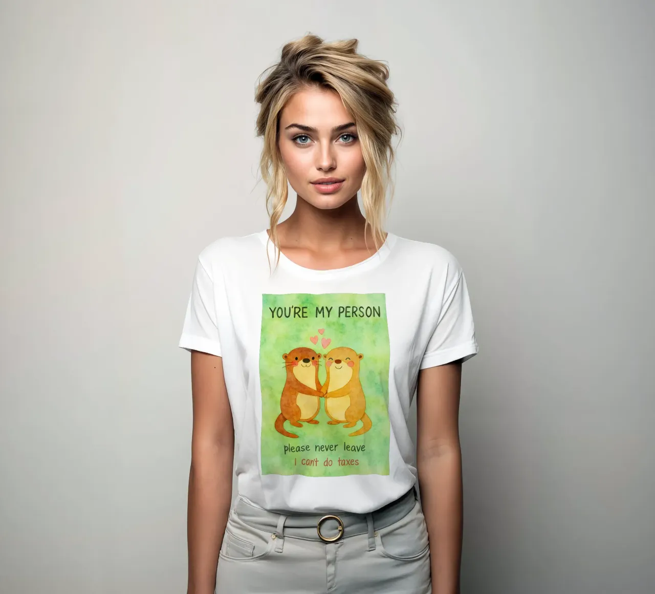 youre my person please never leave i cant do taxes women's fitted t-shirt by Mirage