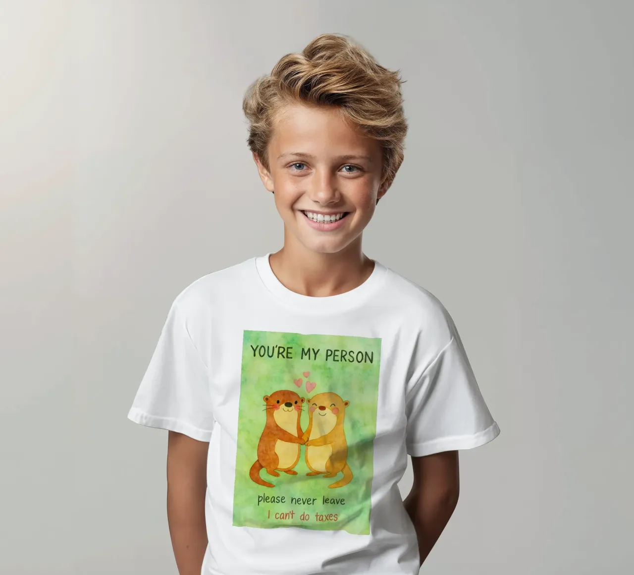 youre my person please never leave i cant do taxes kids t-shirt by Mirage