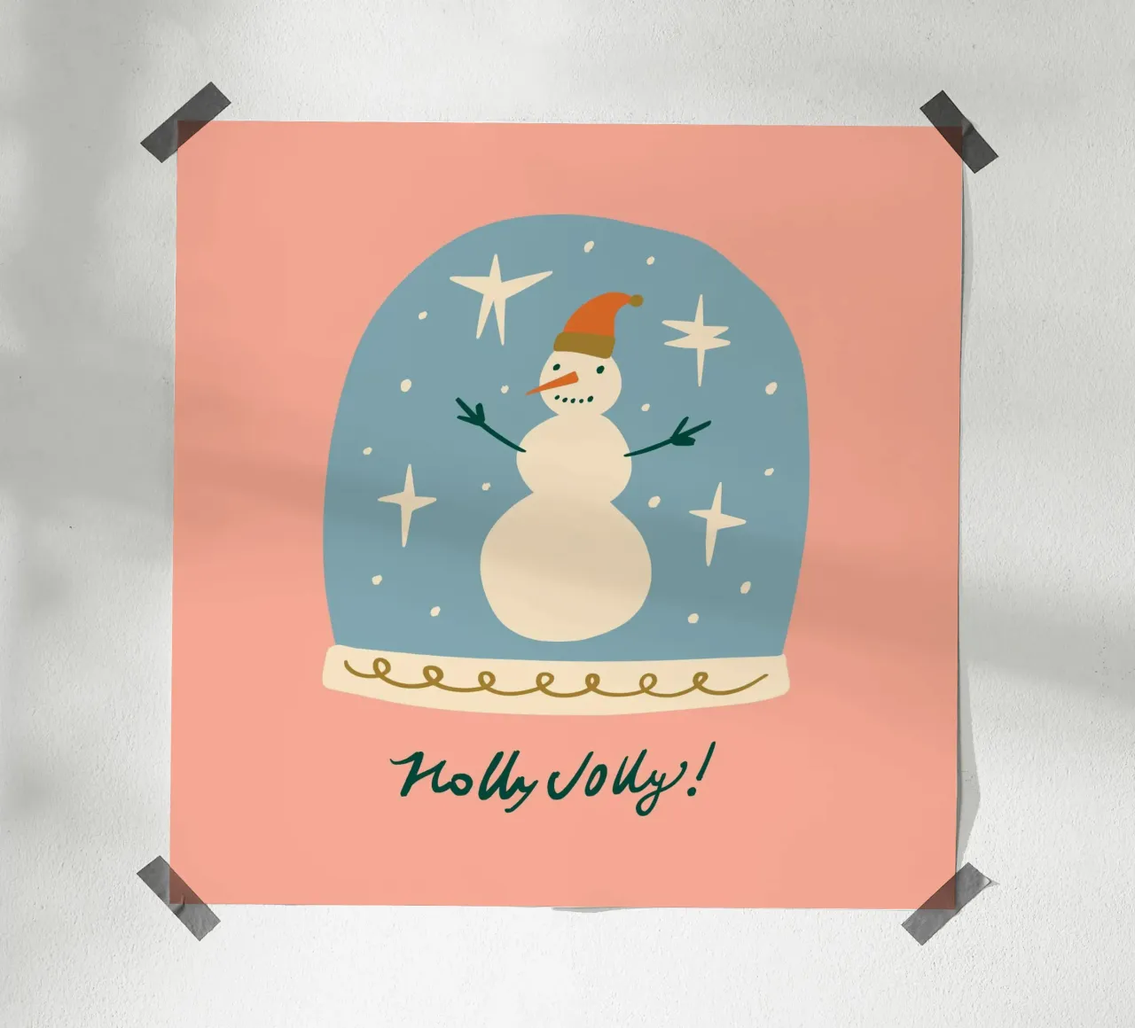 Happy Christmas No 09 poster con telaio in legno da treechild