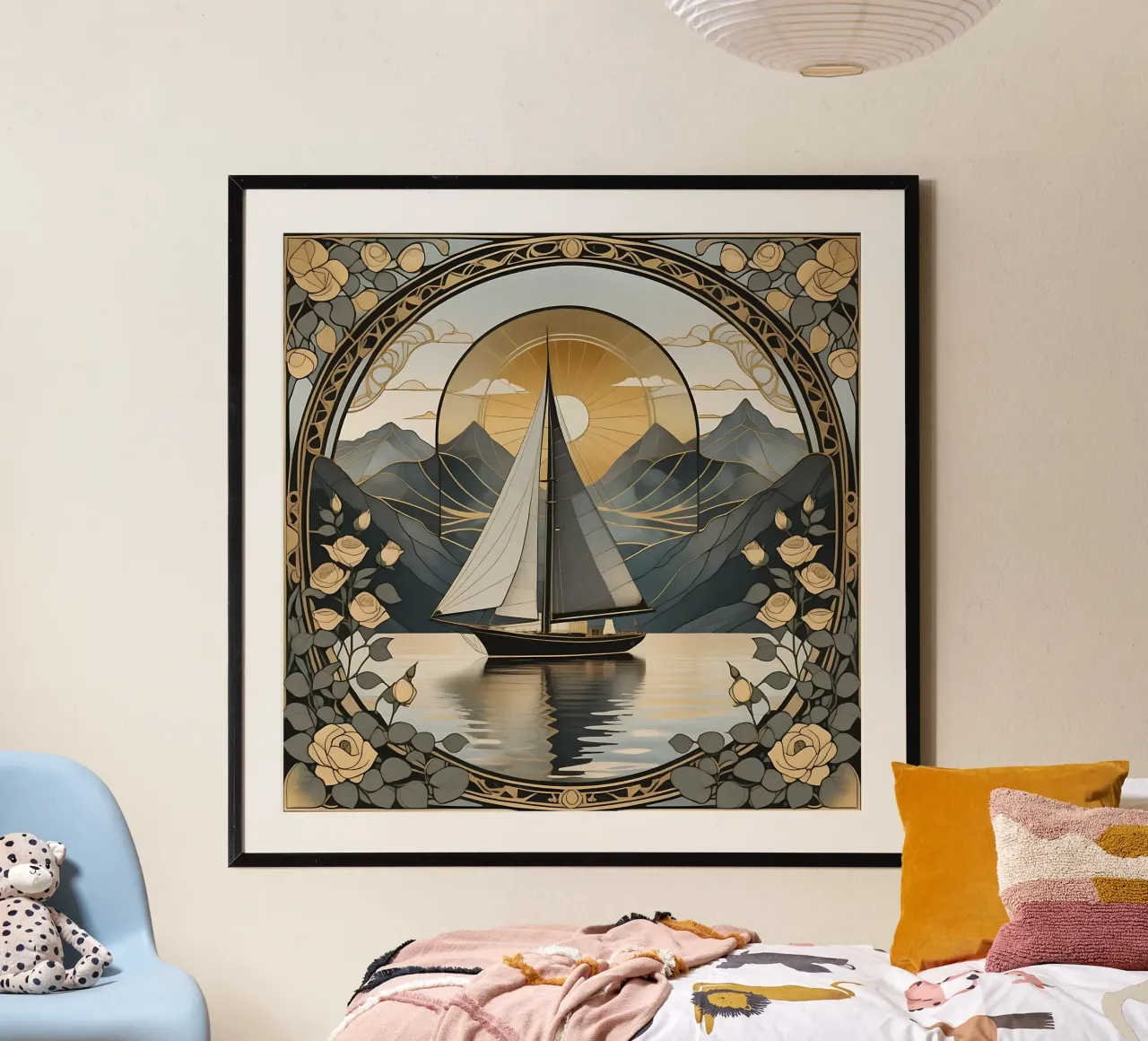 Sailboat_11 poster with wooden frame by Farb- und Blütenzauber by LK
