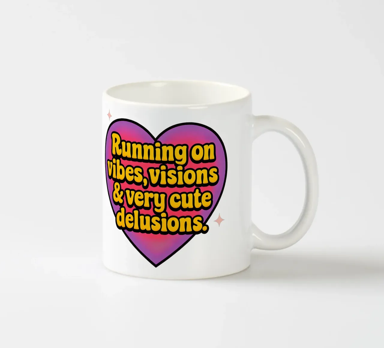 Running on Vibes, Visions en Very Cute Delusions tazza in ceramica da Marie Rosedale