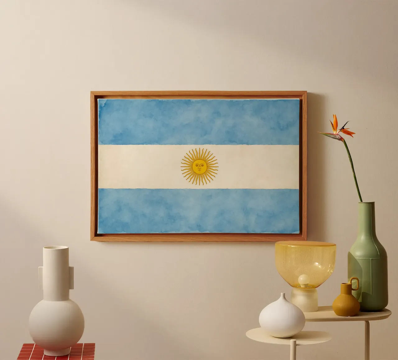 Argentinië Vlag Schilderen canvas met Baklijst van Kania
