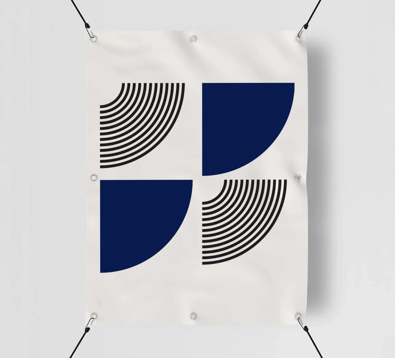 Segmenti di cerchio Bauhaus - Navy & Line Art telo in pvc da Studio Vibe
