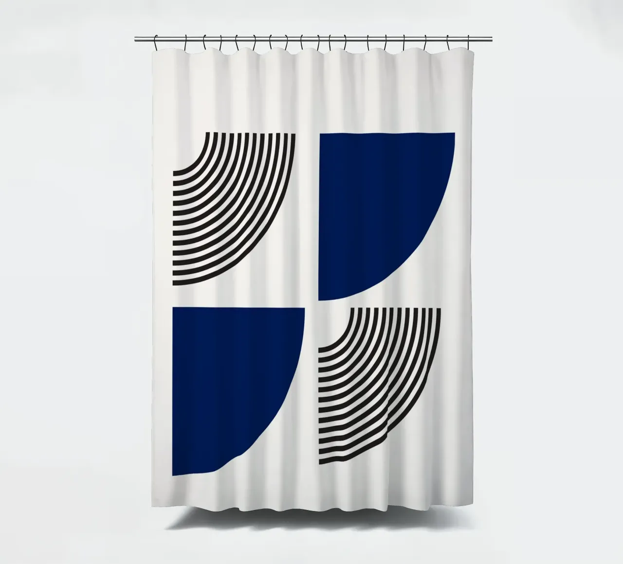 Segmenti di cerchio Bauhaus - Navy & Line Art tenda da doccia da Studio Vibe