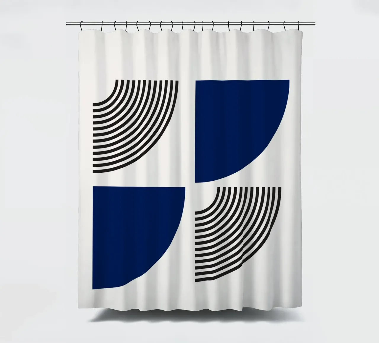 Segmenti di cerchio Bauhaus - Navy & Line Art tenda da doccia da Studio Vibe