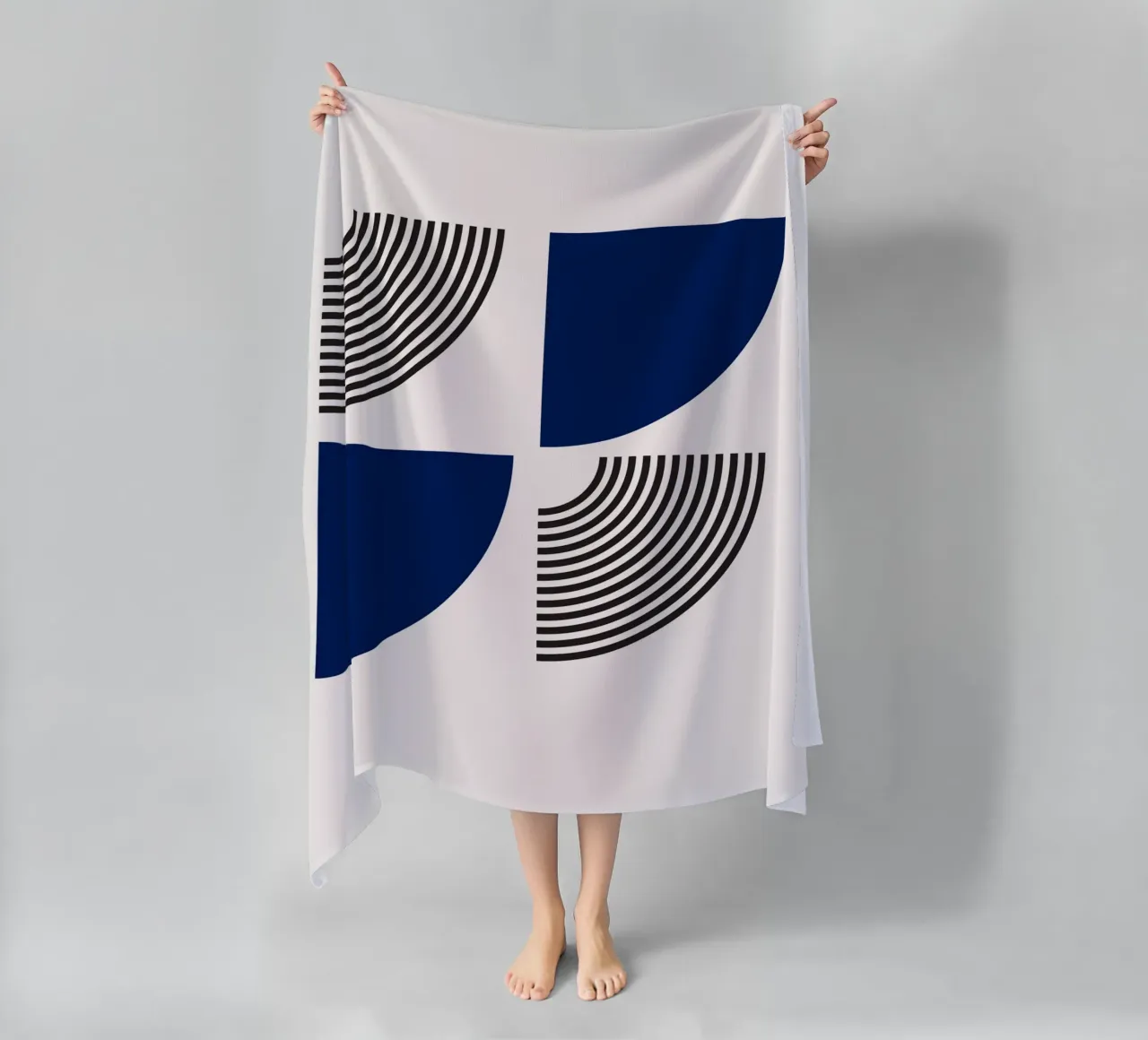 Segmenti di cerchio Bauhaus - Navy & Line Art telo mare da Studio Vibe