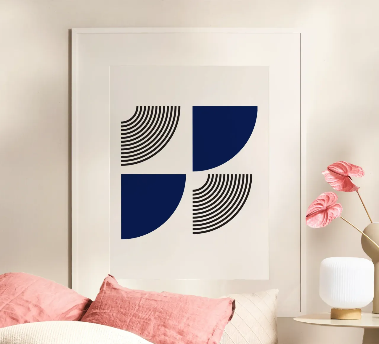Segmenti di cerchio Bauhaus - Navy & Line Art carta hahnemühle da Studio Vibe