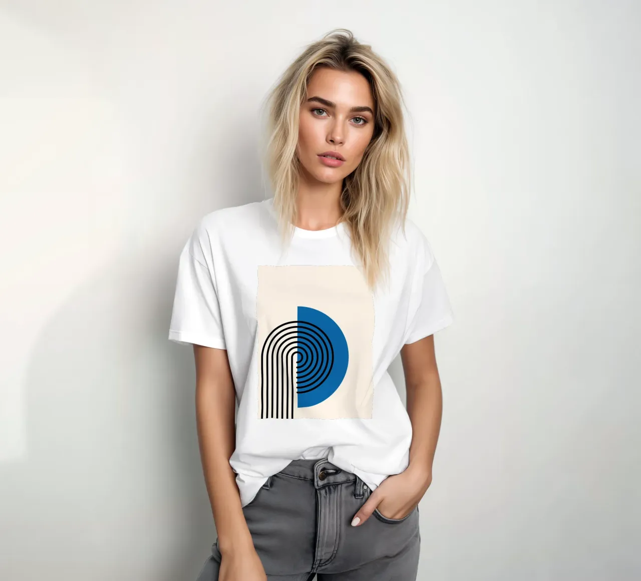 Linea Bauhaus a semicerchio - Grafica blu e nera t-shirt da Studio Vibe