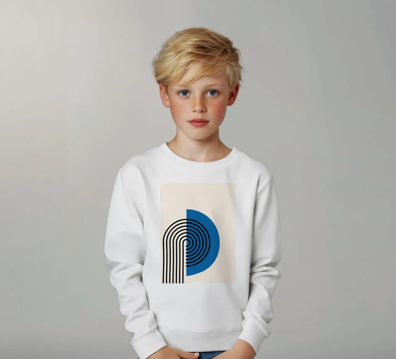 Linea Bauhaus a semicerchio - Grafica blu e nera felpa bambino da Studio Vibe