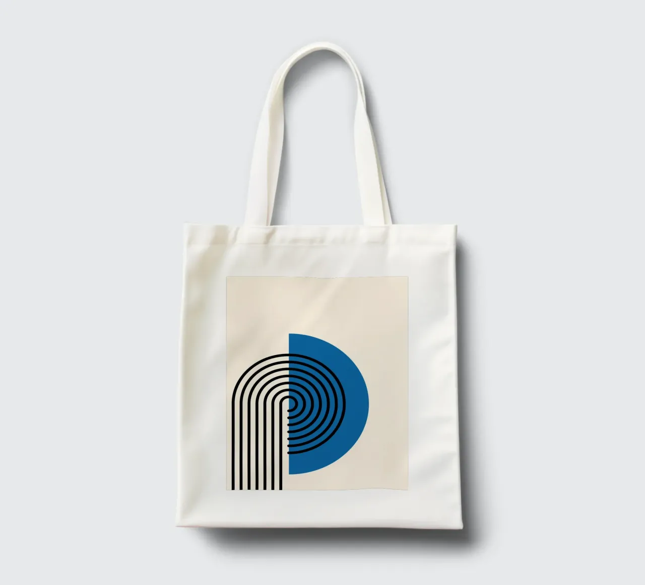 Linea Bauhaus a semicerchio - Grafica blu e nera borsa in juta da Studio Vibe