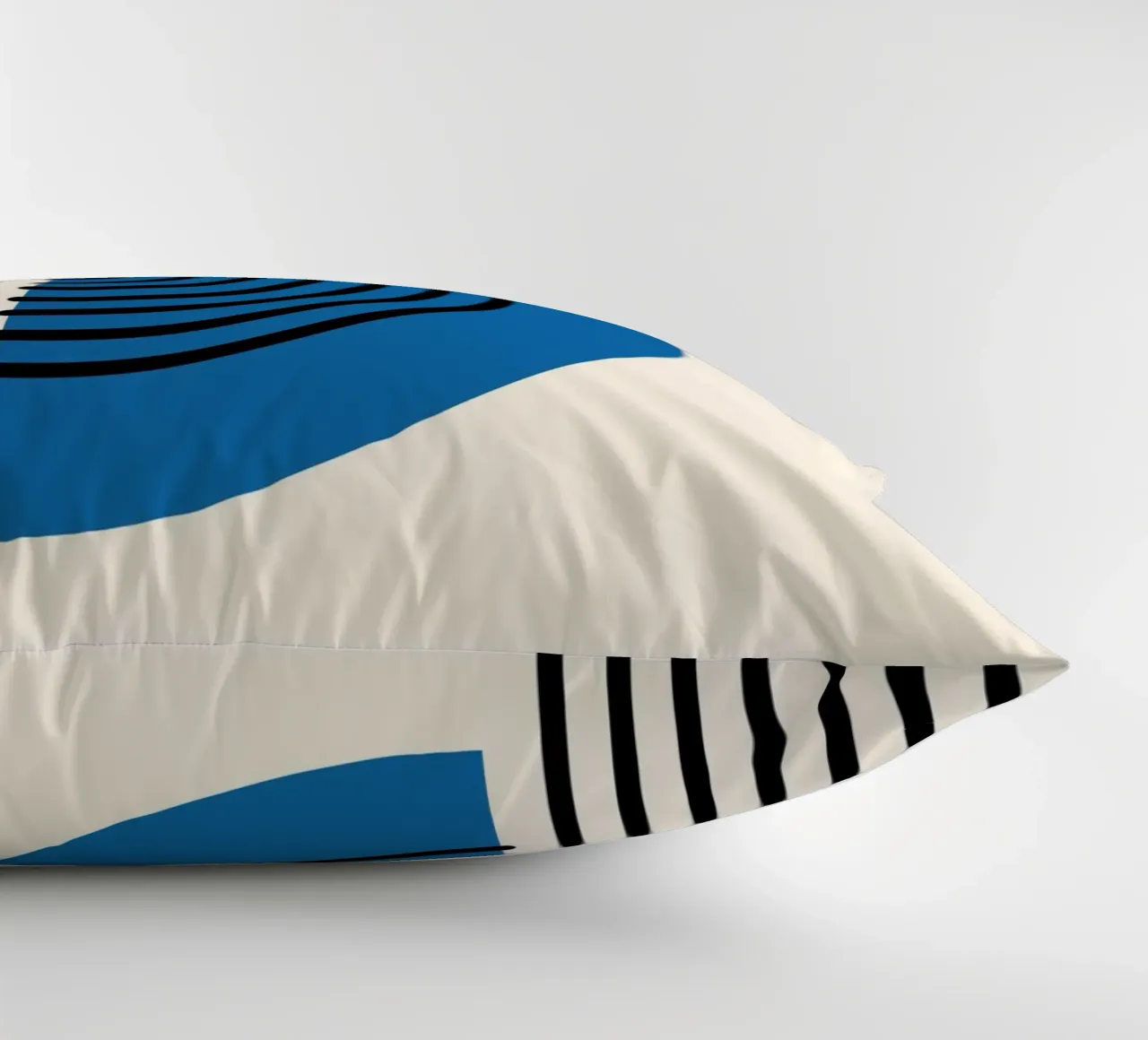Linea Bauhaus a semicerchio - Grafica blu e nera cuscino da Studio Vibe