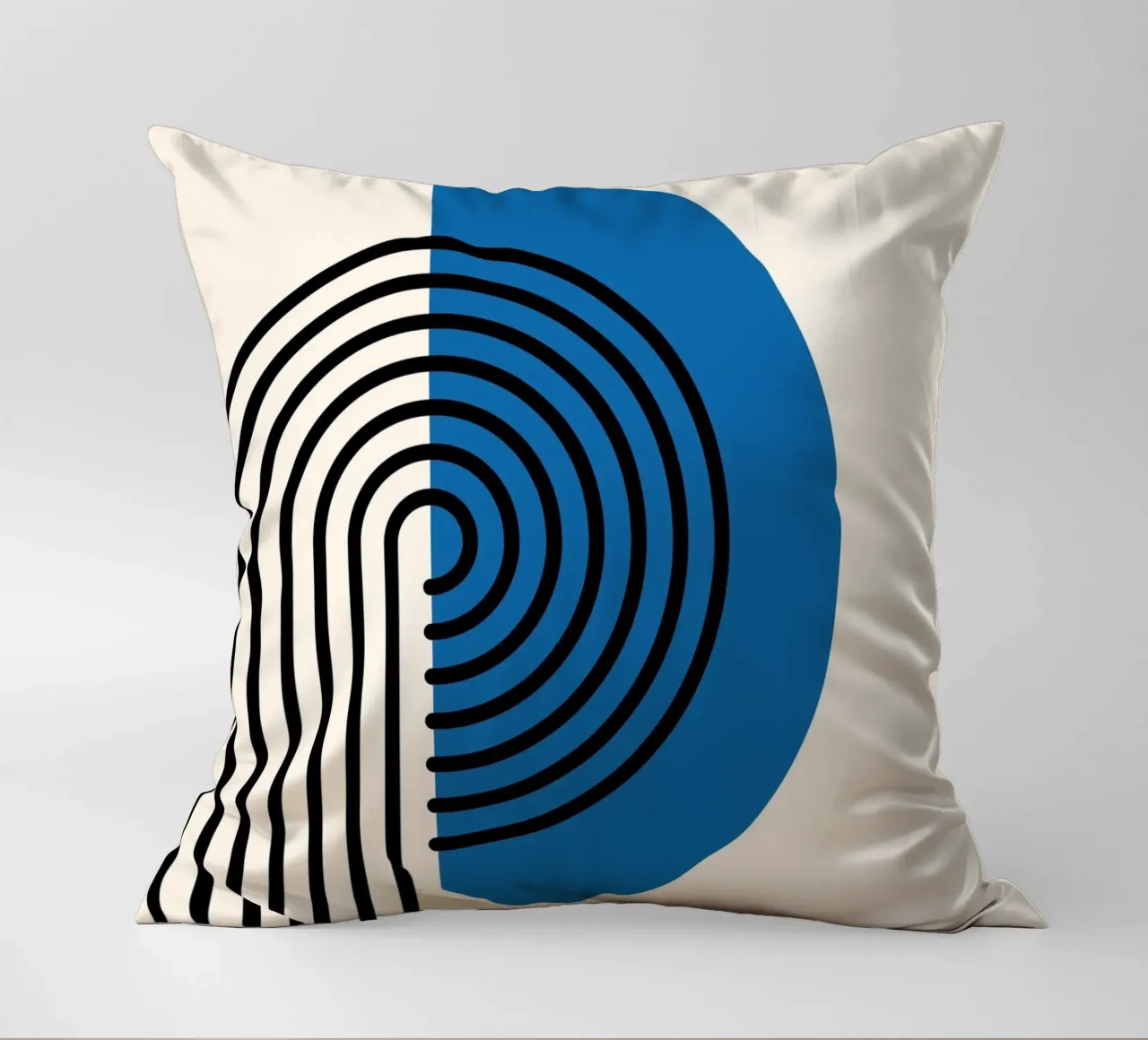 Linea Bauhaus a semicerchio - Grafica blu e nera cuscino da Studio Vibe