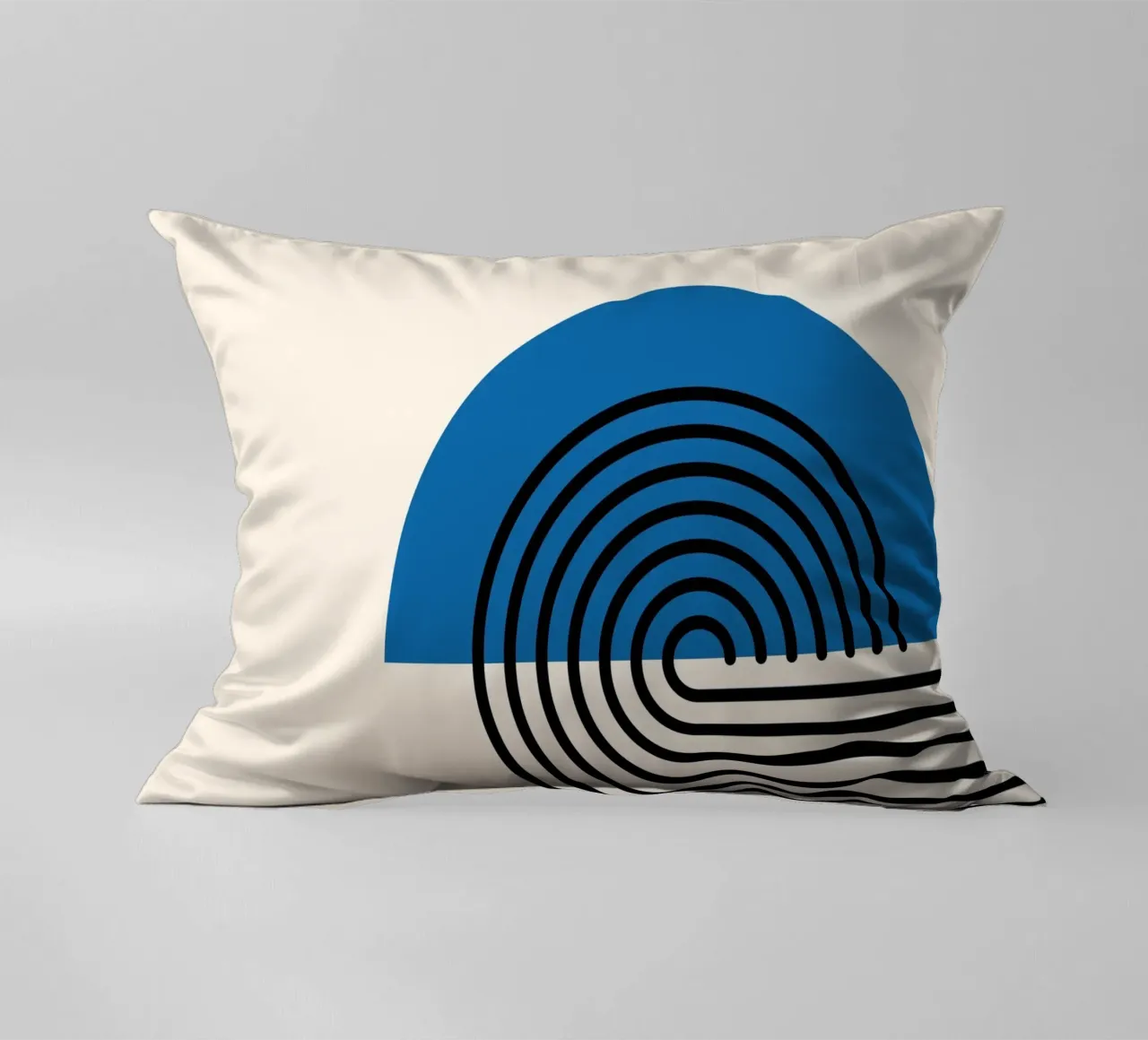 Linea Bauhaus a semicerchio - Grafica blu e nera cuscino da Studio Vibe