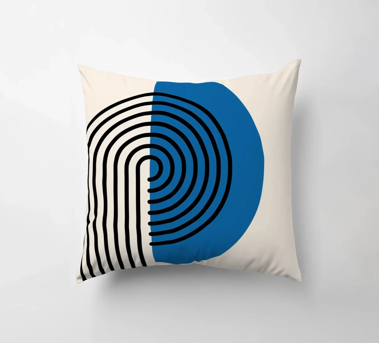 Linea Bauhaus a semicerchio - Grafica blu e nera cuscino da Studio Vibe