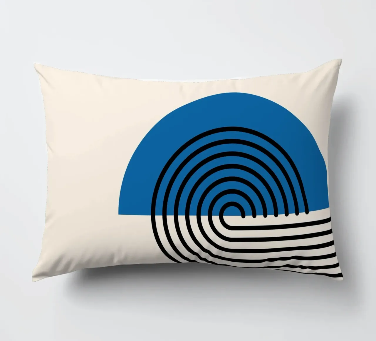 Linea Bauhaus a semicerchio - Grafica blu e nera cuscino da Studio Vibe