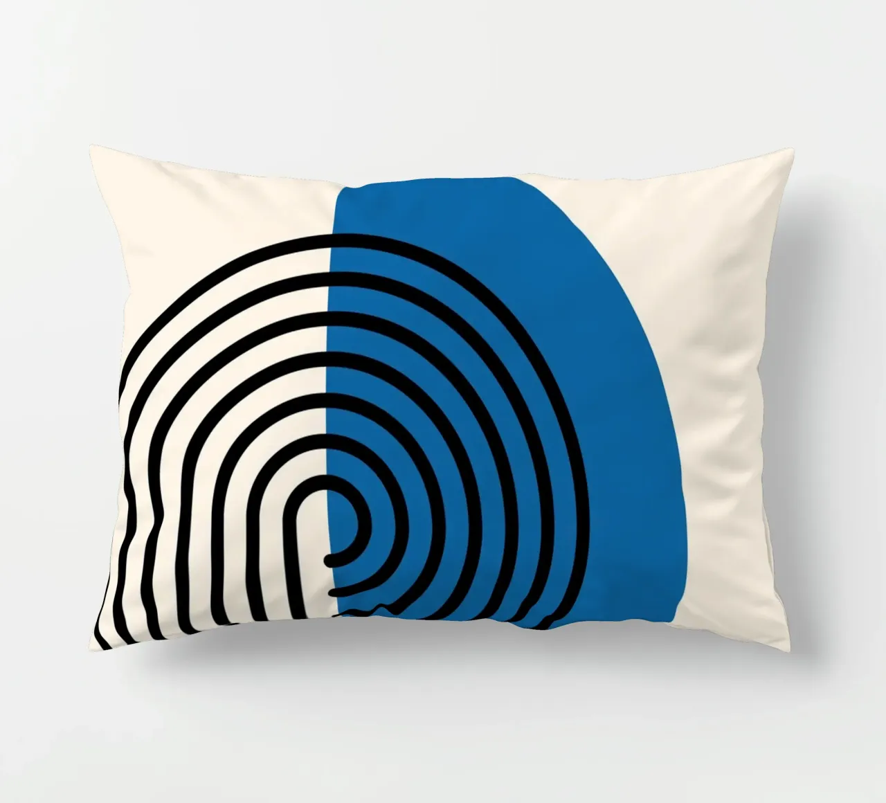 Linea Bauhaus a semicerchio - Grafica blu e nera cuscino da Studio Vibe