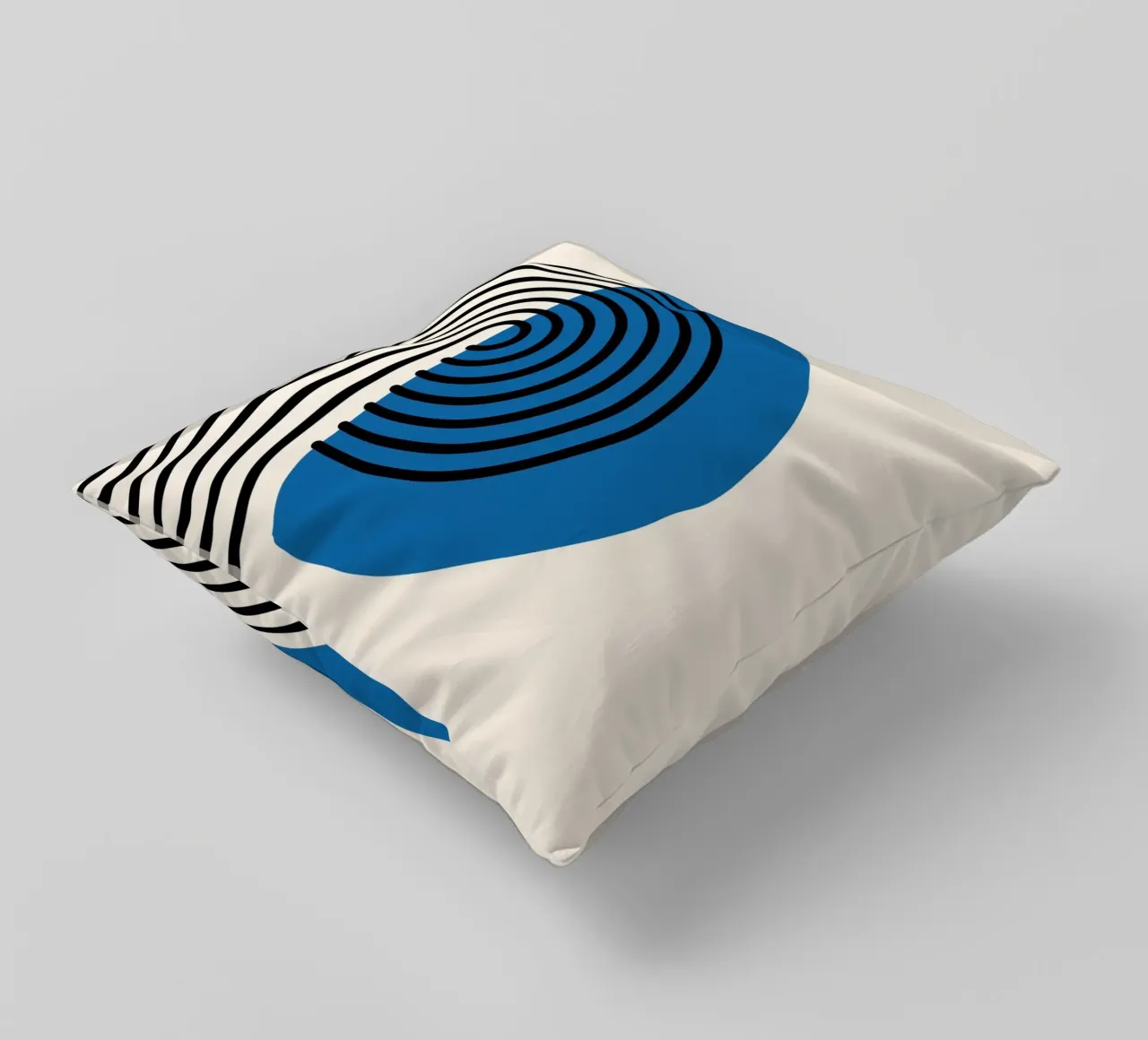 Linea Bauhaus a semicerchio - Grafica blu e nera cuscino da Studio Vibe