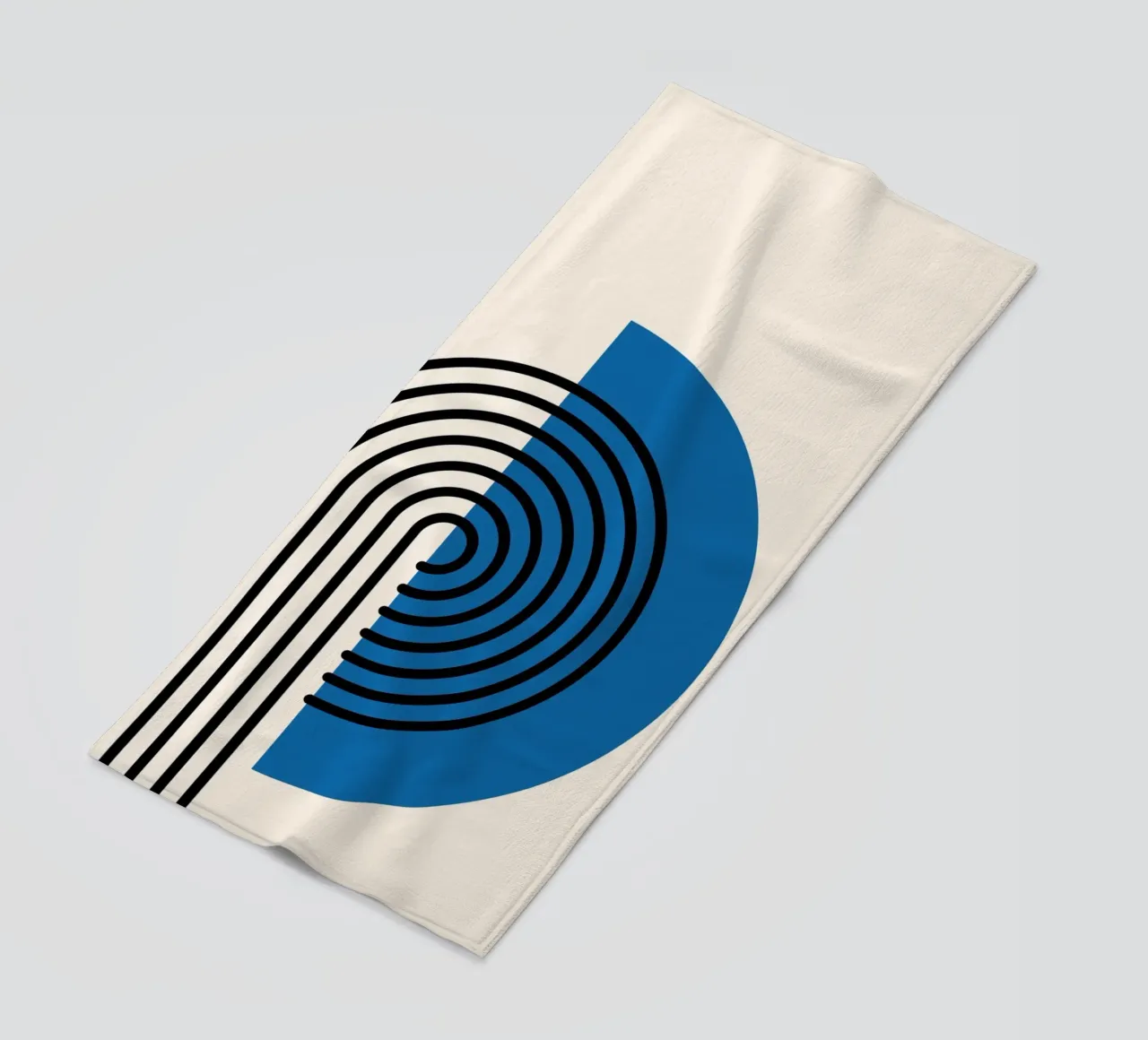 Linea Bauhaus a semicerchio - Grafica blu e nera telo mare da Studio Vibe