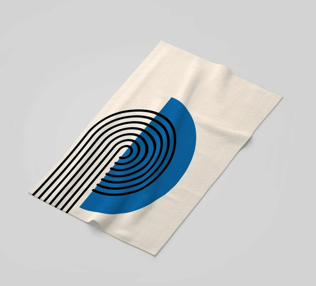 Linea Bauhaus a semicerchio - Grafica blu e nera telo mare da Studio Vibe
