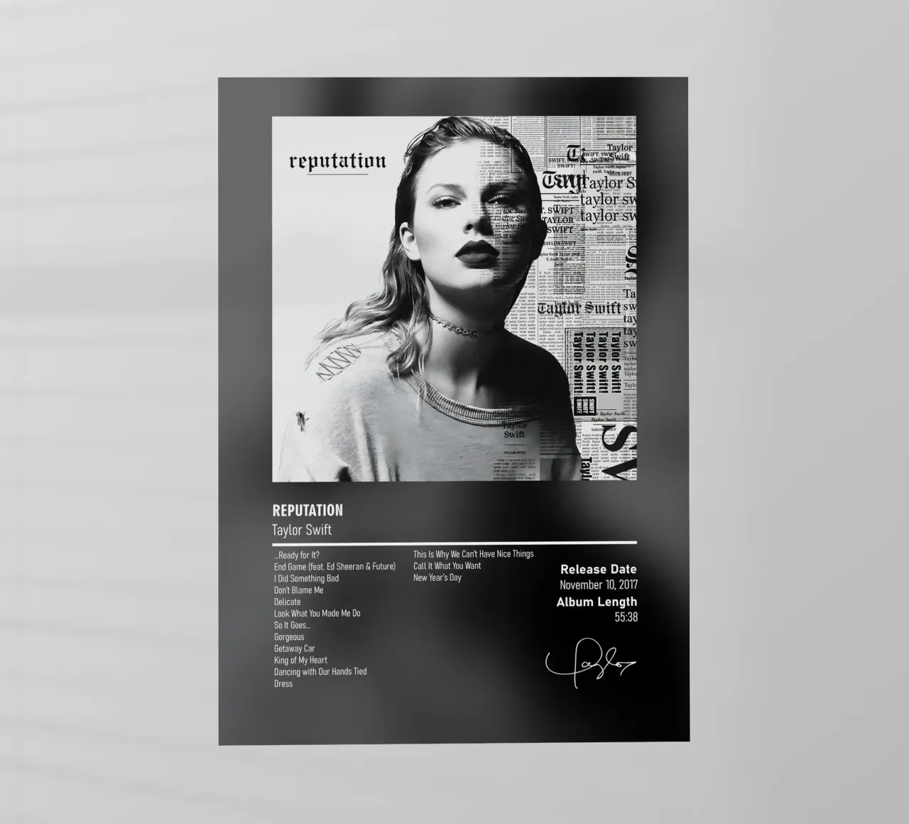 Reputation by Taylor Swift pellicola backlit da DGUnder