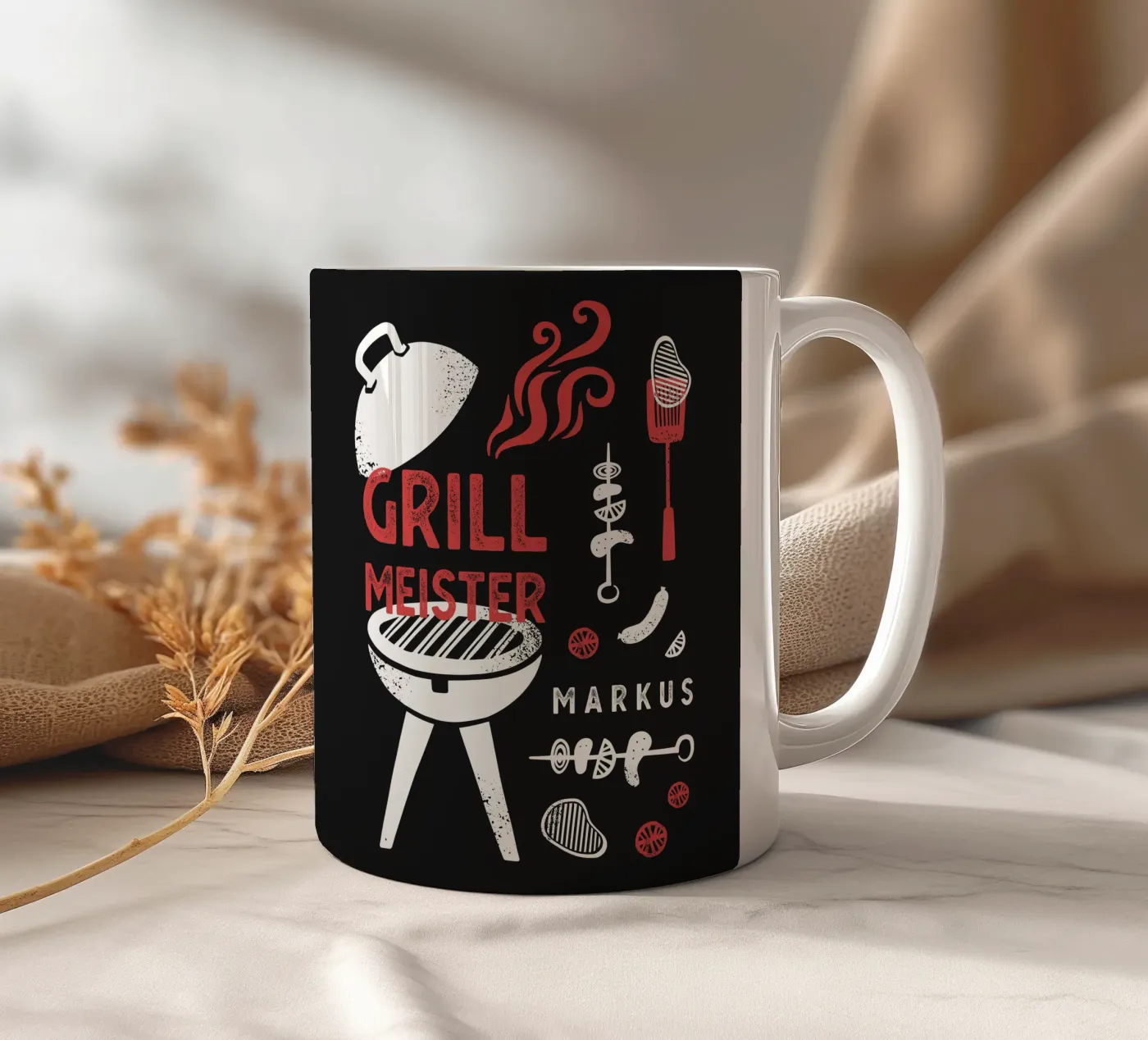 BBQ ceramic mug by Kartenliebe