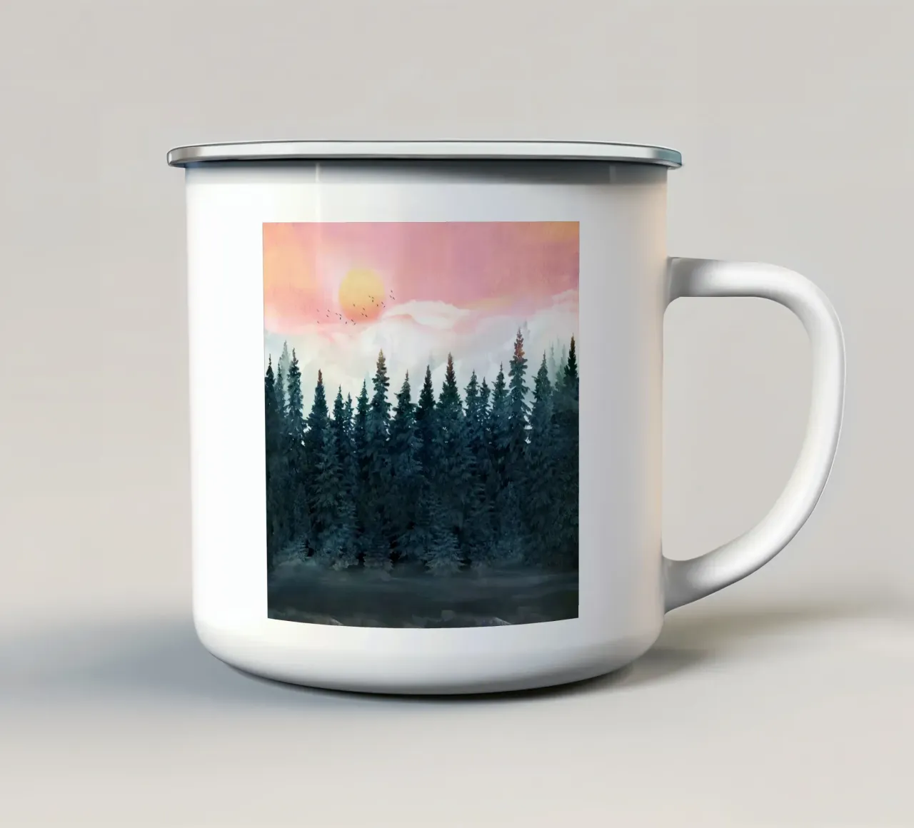 Forest Under the Sunset tazza in smalto da Nadjaa